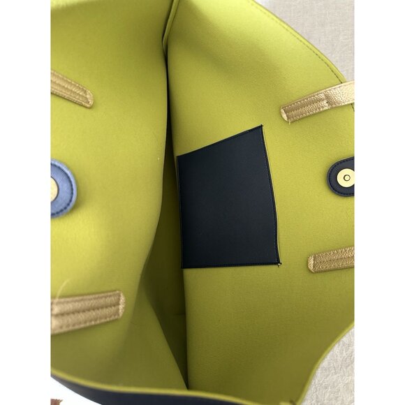 NWT NEW Enchanted Autumn Timeless Tote Bag Navy Blue Felt Green‎ Lining Pocket - Picture 7 of 8